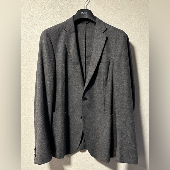 Boss 38R Grey Unconstructed Flannel Sport Coat - Picture 1 of 4